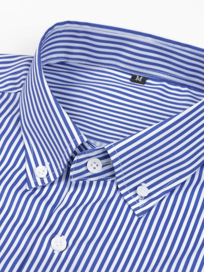 Long Sleeve Stripe Button Up Shirt & Slim Fit Tapered Trousers