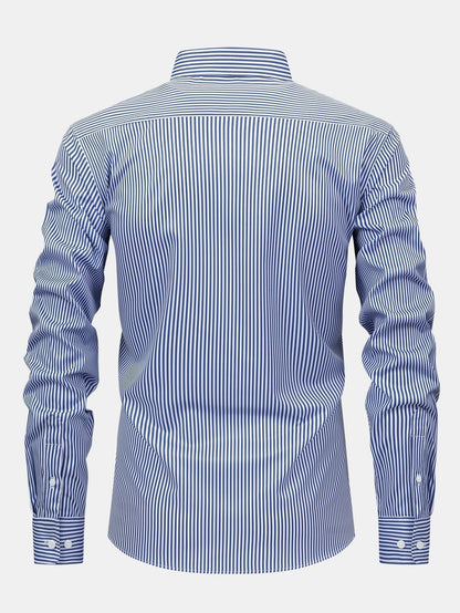 Long Sleeve Stripe Button Up Shirt & Slim Fit Tapered Trousers