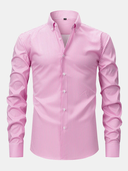 Long Sleeve Stripe Button Up Shirt & Slim Fit Tapered Trousers