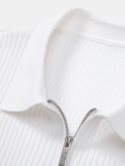 Striped Gradient Knitted Polo Shirt & Slim Fit Tapered Trousers