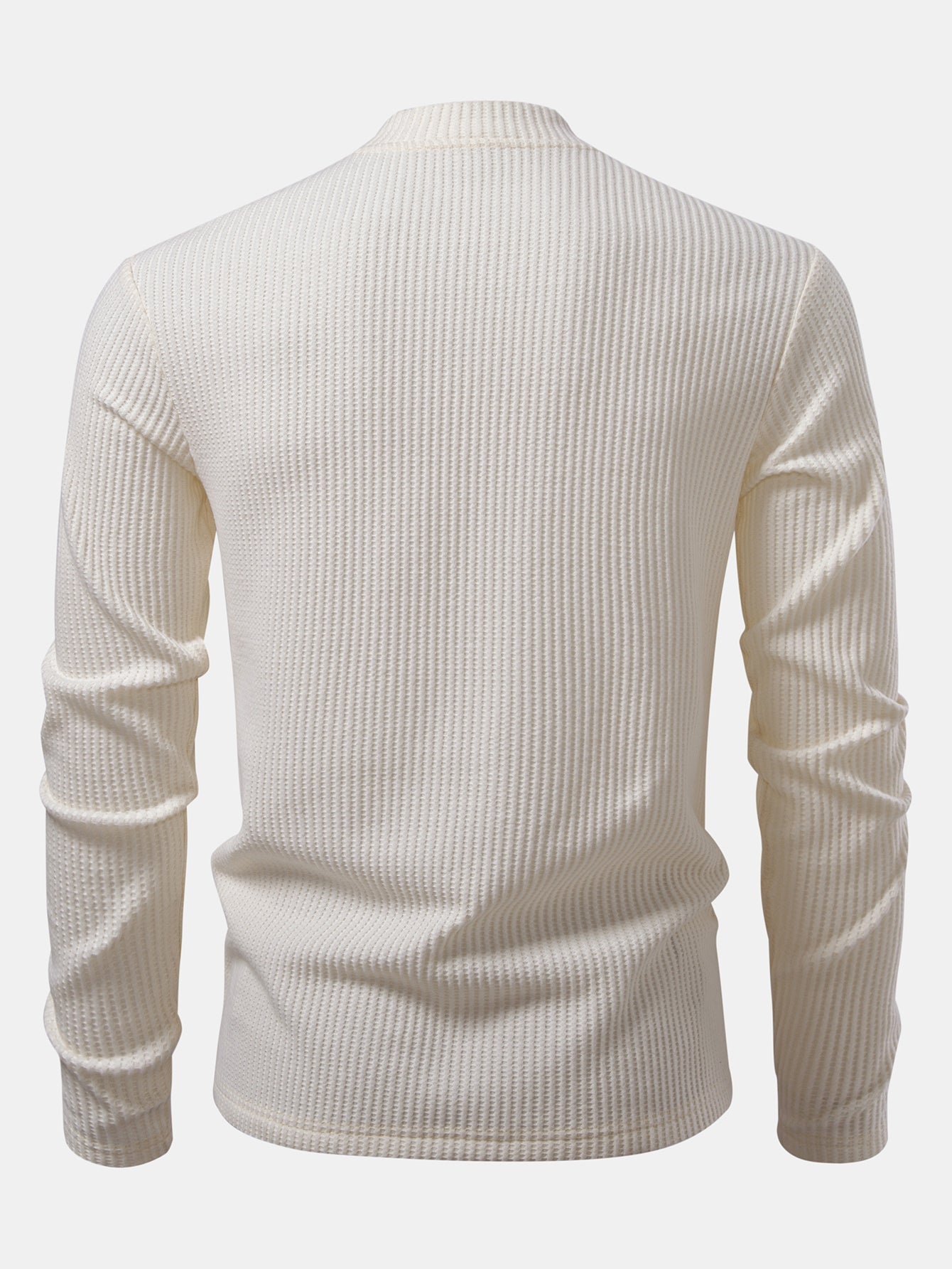 Long Sleeve Waffle Mock Neck T-Shirt & Drawstring Knitted Waffle Pants